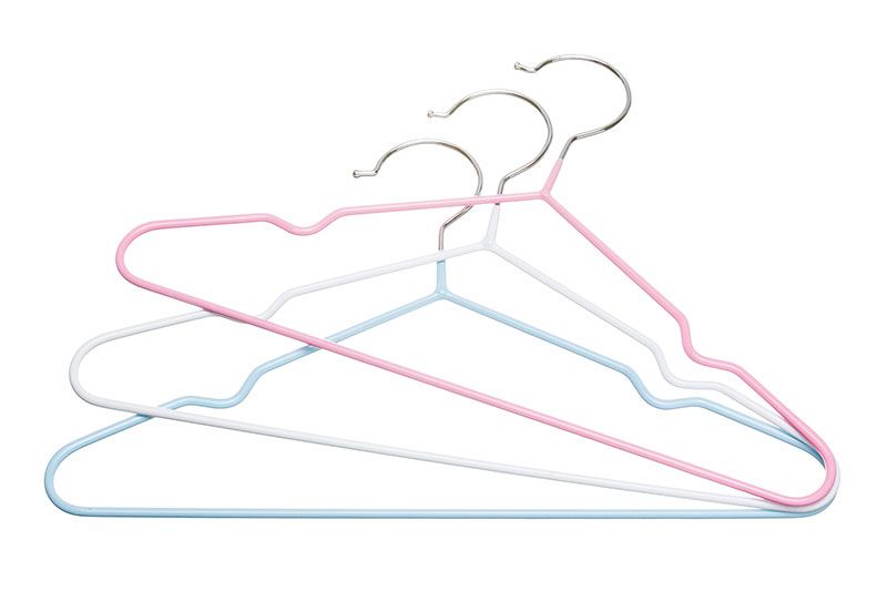 Набор детских вешалок 3 штуки "Голубая + розовая + белая" 30*0,3*19 см, с перекладиной, металл + PVC (металл - сталь Q195)