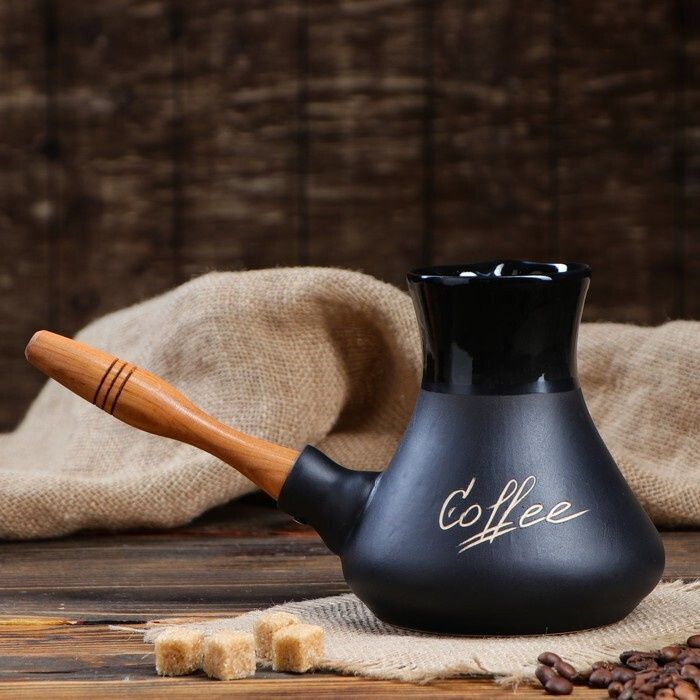 Турка для кофе большая, 0,6 л с деревянной ручкой, 1 сорт 4687518
