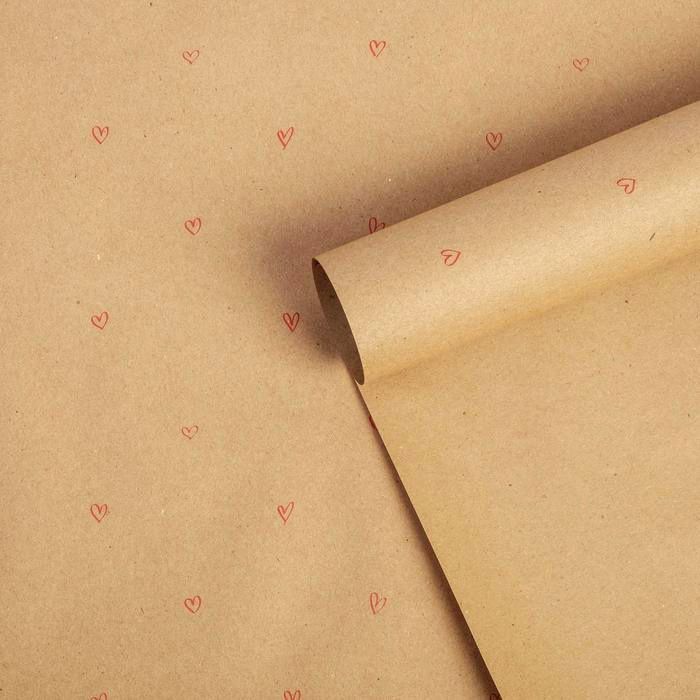 Бумага упаковочная крафтовая «Сердечки», 50 × 70 см 6887549