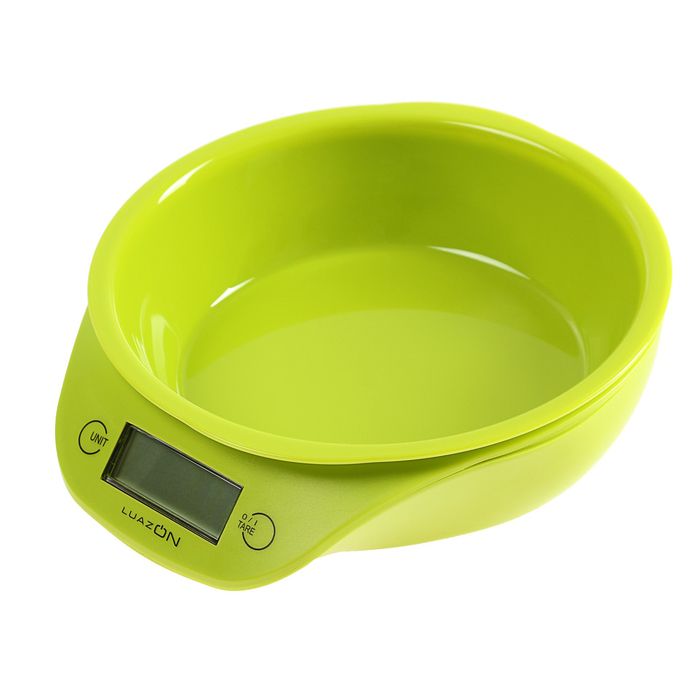 Весы кухонные LuazON LVKB-501, электронные, до 5 кг, чаша 1.3 л, зелёные 3089933