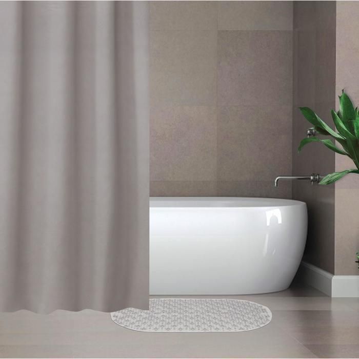 Набор для ванной "Селест", штора 180х180 см, ковер 38х69 см, цвет серебристый   5235770