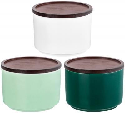 Набор 3 банок для хранения "Колоранс - Гладь" белая, фисташковая, зеленая, 9,3*9,3*7 см, 250 мл