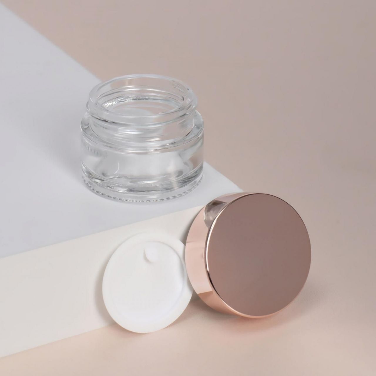 #Баночка д/хранения ROSALINE 15гр d4,3*3,5см стекло прозрач/роз золот пакет накл OT   7601339