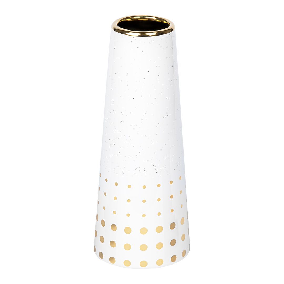 Декоративная ваза Арт Деко, Д80 Ш80 В200, белый с золотом