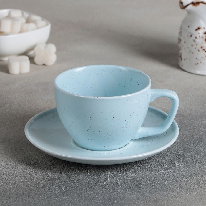 Чайная пара "Амелия", чашка 11,2x8,8x6 см, 200 мл, блюдце 14,2x2 см, цвет голубой   4521276