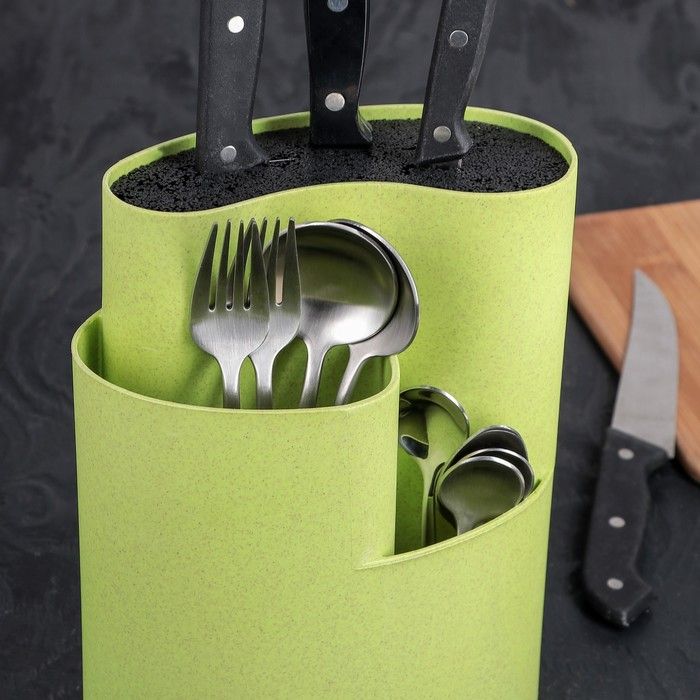 Подставка для ножей и столовых приборов 18х11 см "Нежность", цвет зелёный