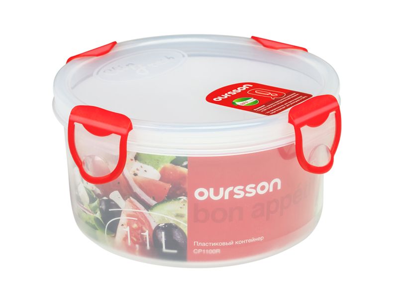 Пластиковый контейнер Oursson CP1100R/TR (Прозрачный с красным)