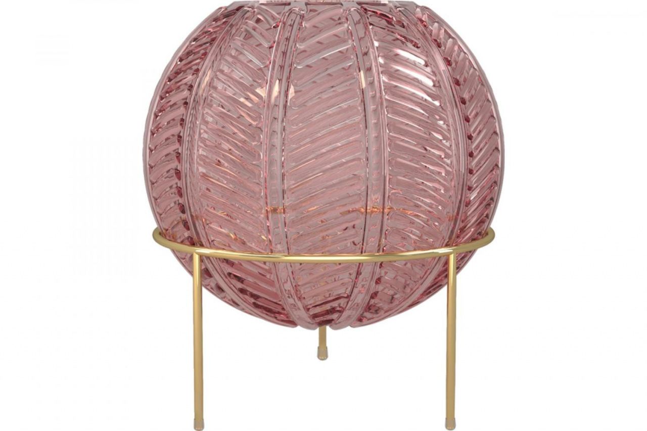 QWERTY Ваза стеклянная круглая "Irida", на глянцевой подставке, 20*28 см, розовая /4