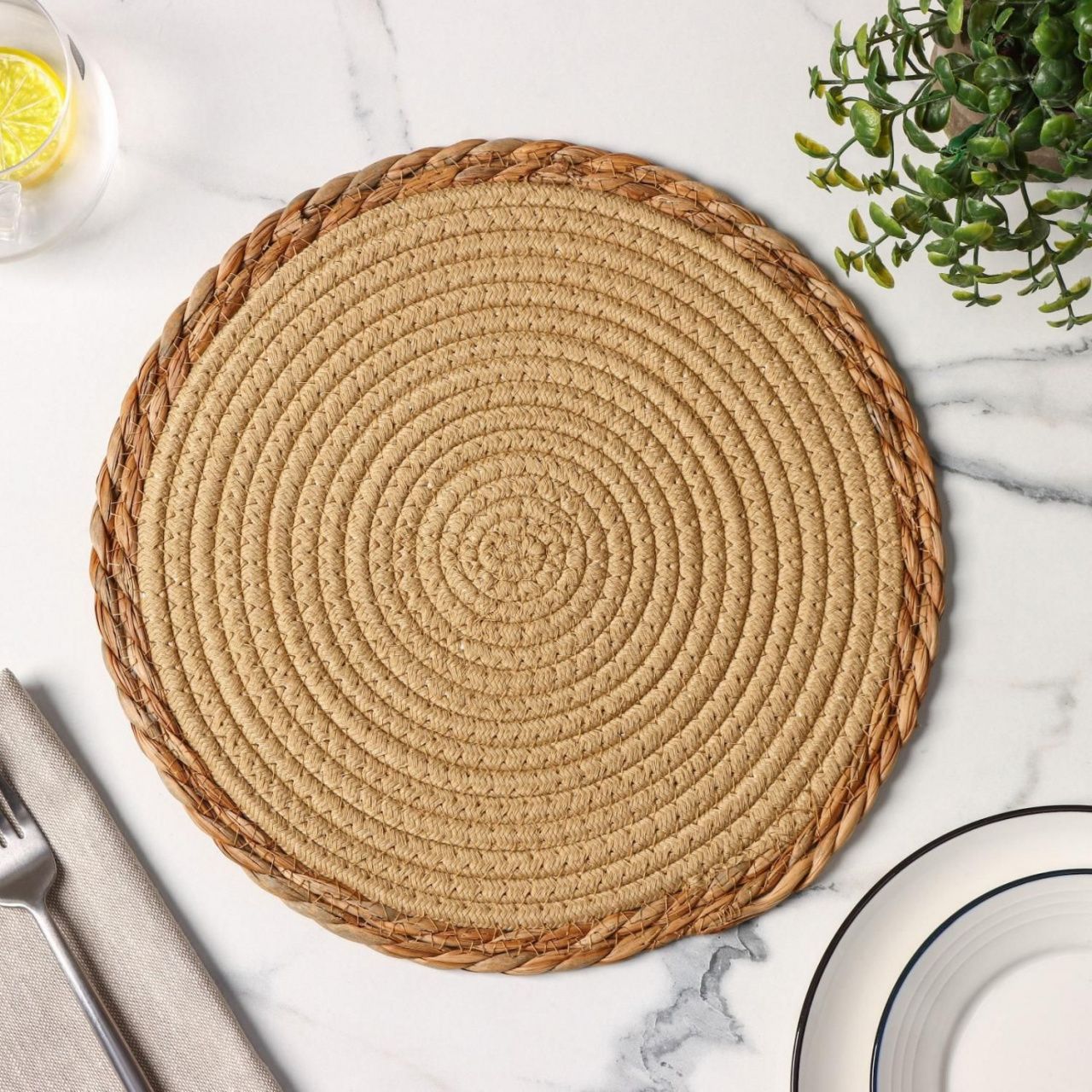 #Салфетка плетеная 30х30 см "Мэг" цвет бежевый   6894853