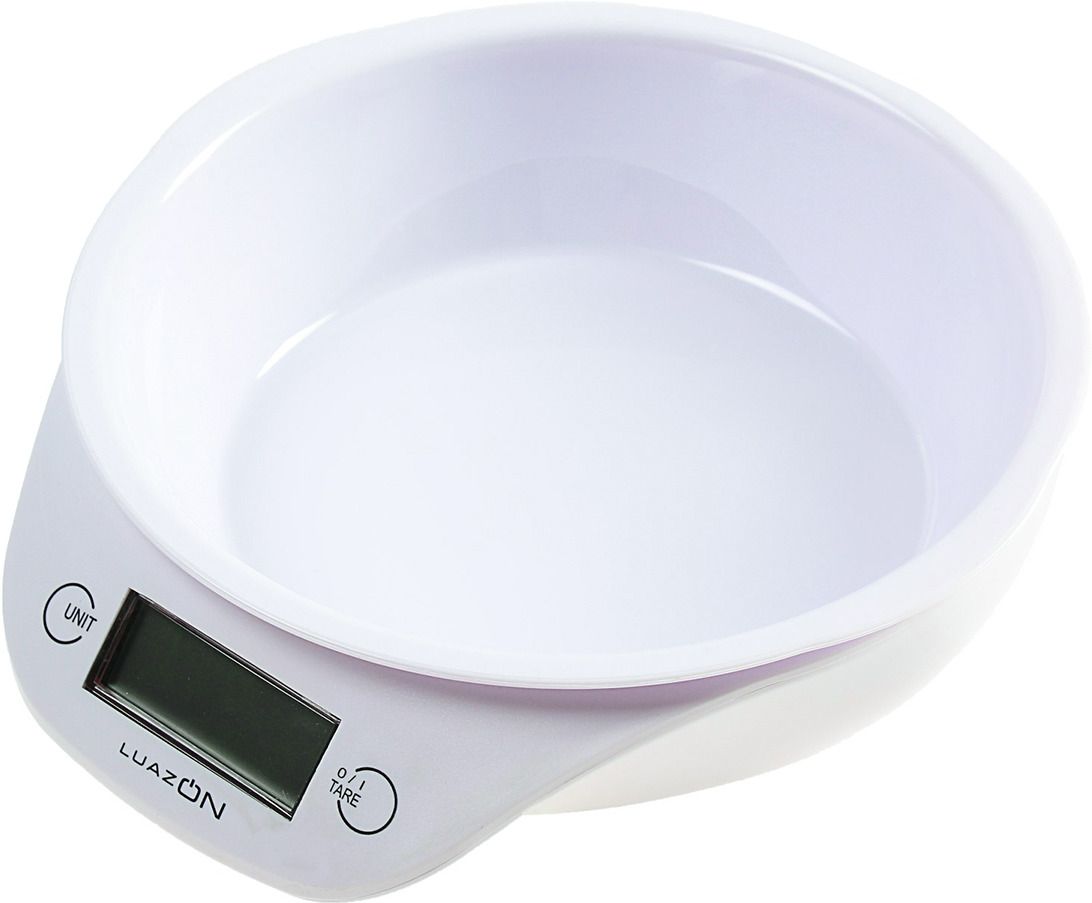 Весы кухонные LuazON LVKB-501, электронные, до 5 кг, чаша 1.3 л, белые 3089931