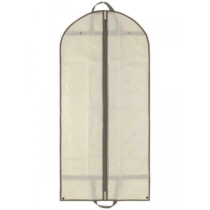 Чехол - сумка для одежды подвесной "Цветочный узор на бежевом" 60*127 см на молнии, состав - высококачественный нетканый материал
