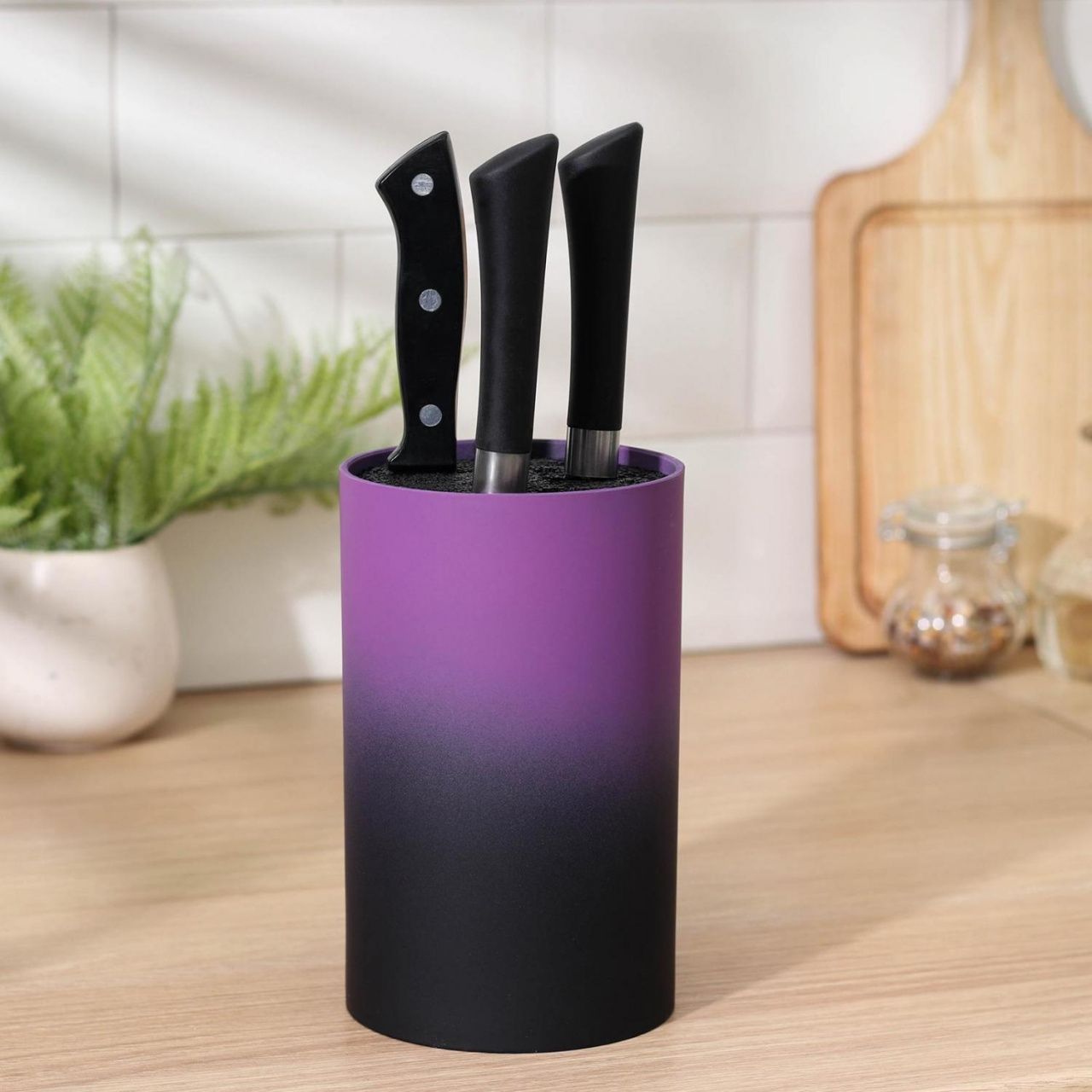 Подставка для ножей "Градиент" 14х9 см, цвет фиолетово-черный   5386108