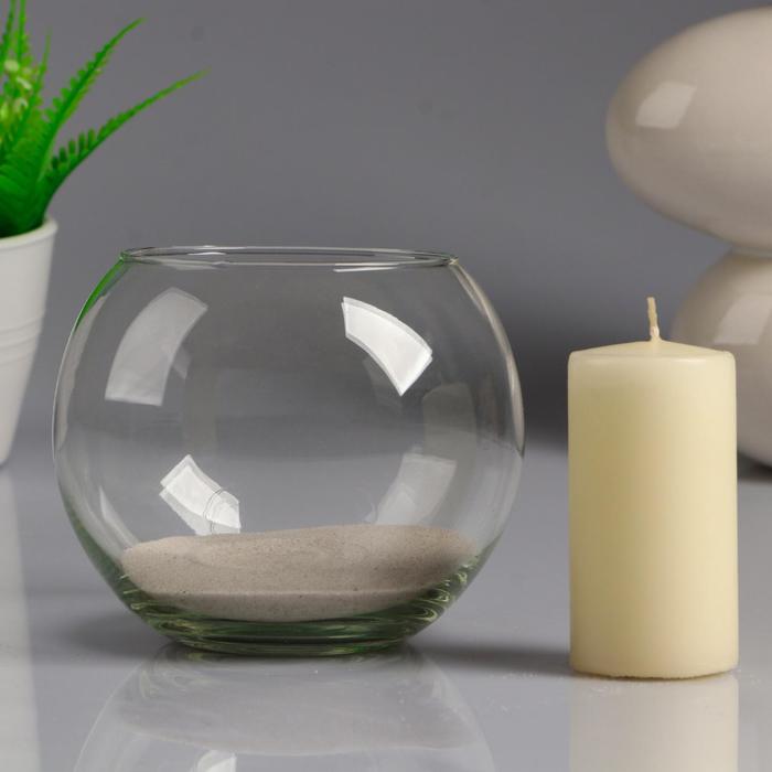 Ваза-шар стеклянная "Классика" с белой свечой, 12×10 см   4534519