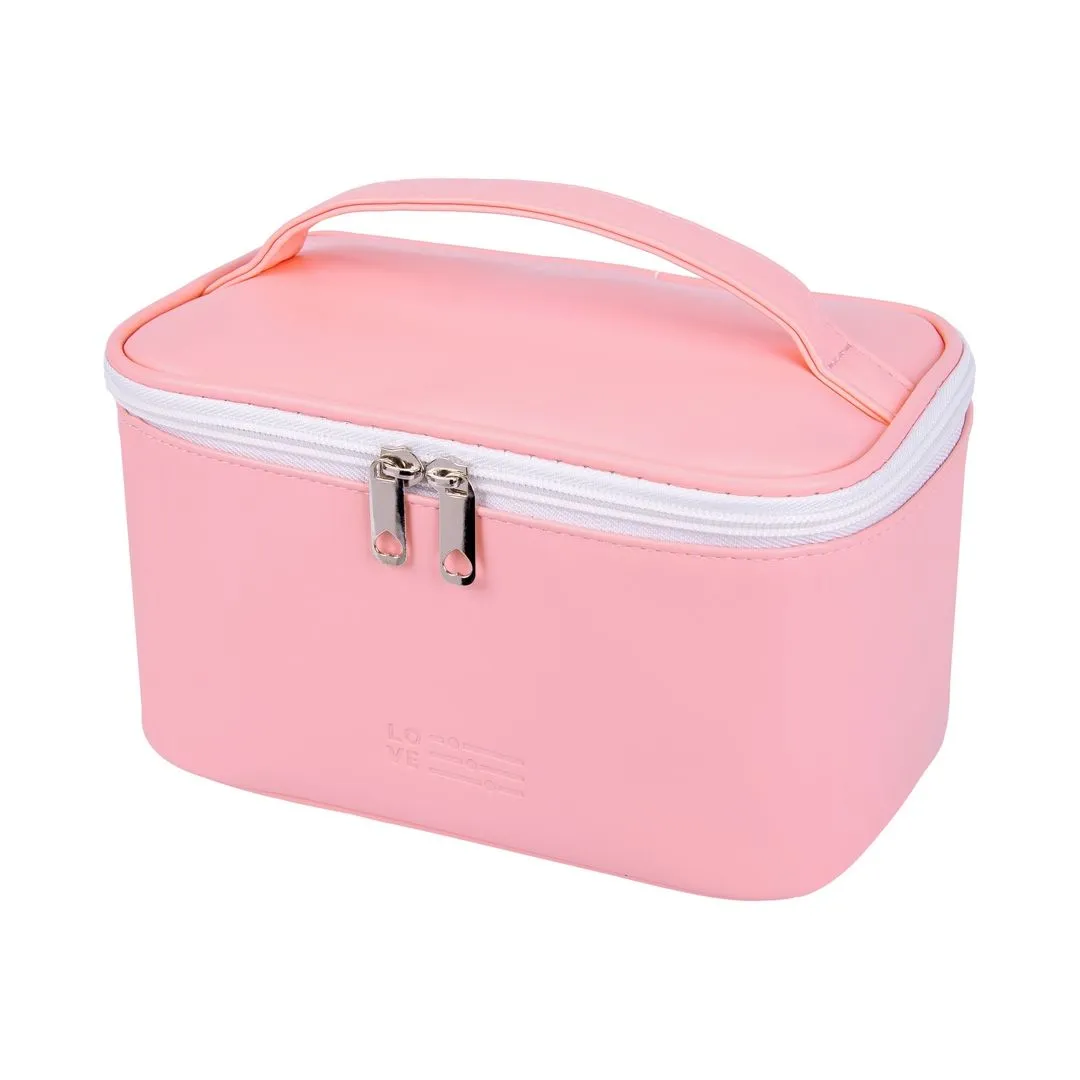 #Косметичка Д220 Ш140 В120, бледно-розовый, белый