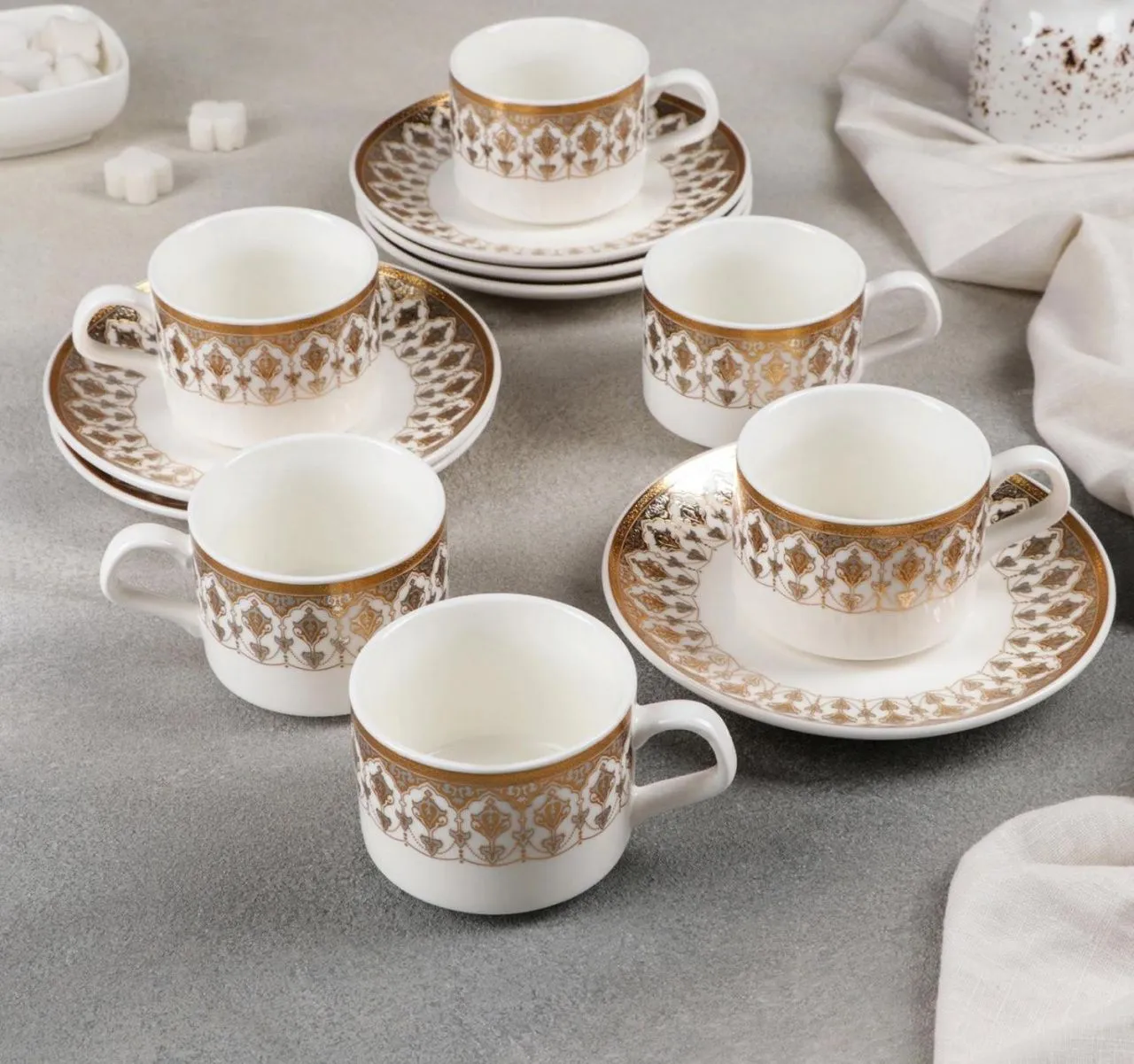 #Сервиз чайный 12 пред "Виолет" 6 чашек 170 мл, 6 блюдец 15,5 см   4712500 золот