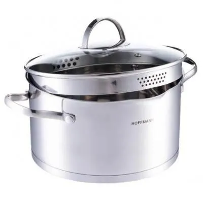 НМ 5622 кастрюля с крышкой со сливом , нерж. ст...