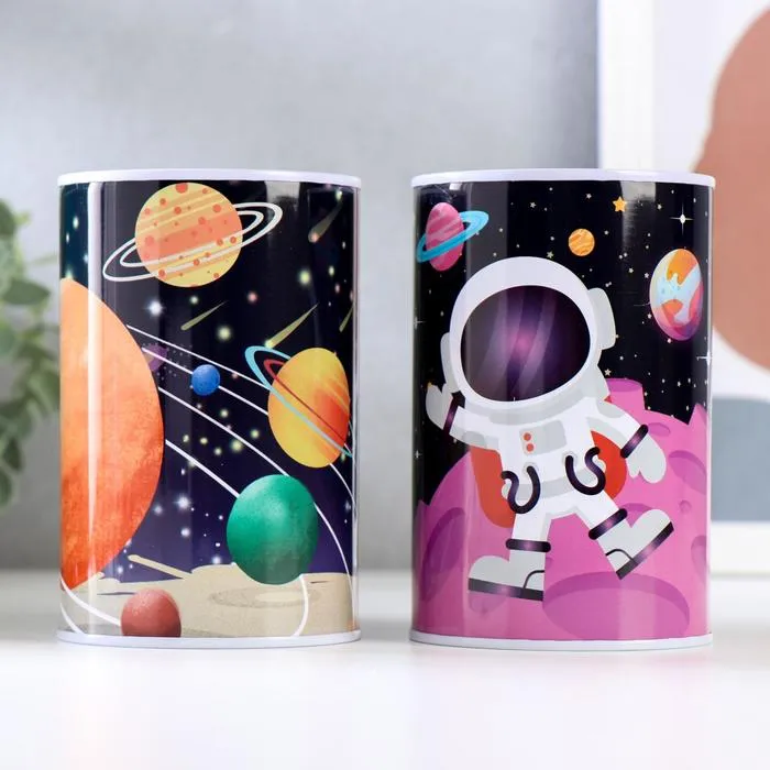 Копилка металл банка "Космический пейзаж" МИКС 12х8х8 см   5122805