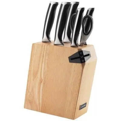 Набор из 5 кухонных ножей, ножниц и блока для н...