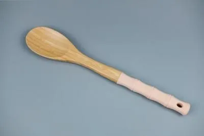 Ложка кухонная бамбуковая с силиконовой ручкой,...