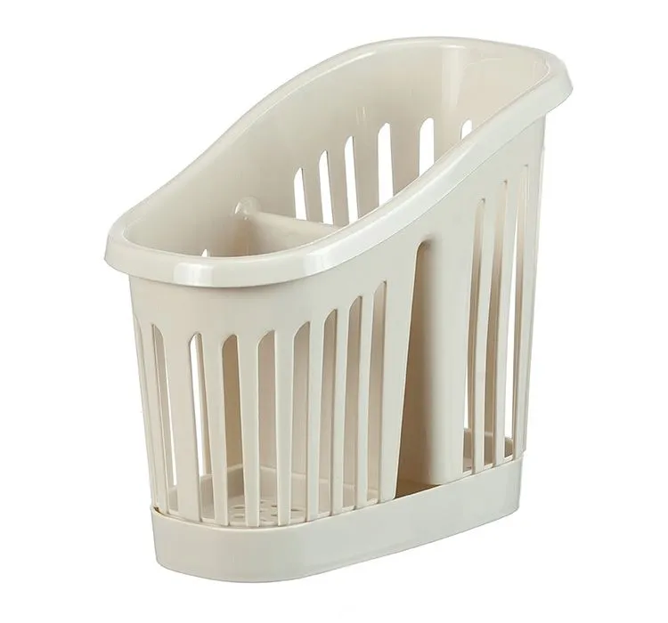 #Сушилка для столовых приборов 2-х секционная Белый Ротанг 0,144х0,09х0,168м