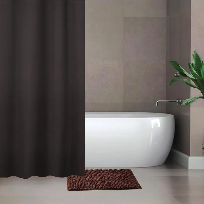 Набор для ванной "Комфорт", штора 180х180 см, ковер 40х60 см, цвет коричневый   5235769