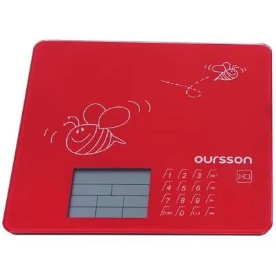 Весы кухонные Oursson KS0502GD/RD, электронные, до 5 кг, сенсор, 1хCR2032, красные   5381786