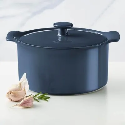 Кастрюля, 1,3 л, с крышкой, фарфор P, синяя, In...