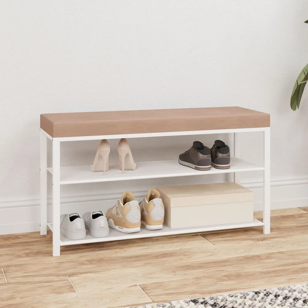 Банкетка "Торонто 33С" цвет каркаса белый, цвет сиденья бежевый