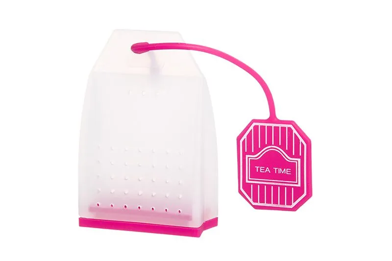 Сито для заваривания чая "Пакетик ярко - розовый" пакетик - 4,5*2*6,7 см., шнурок с биркой - 12 см., силикон, в п/у