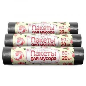 Пакеты для мусора ГОЛУБУШКА, 60л, 20шт (50)