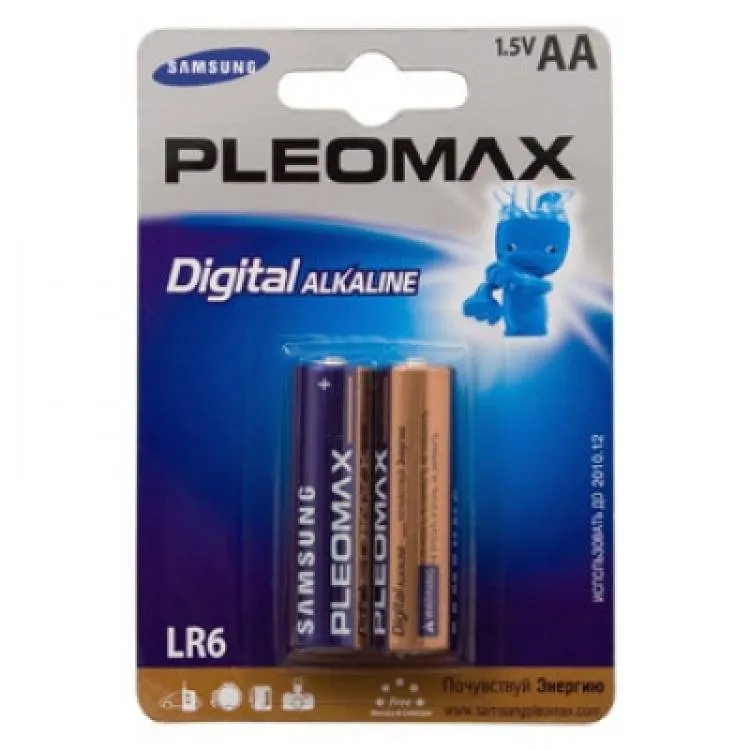 05 Samsung Pleomax ALKALINE LR6-2BL  батарейка 8801790334106 цена за шт