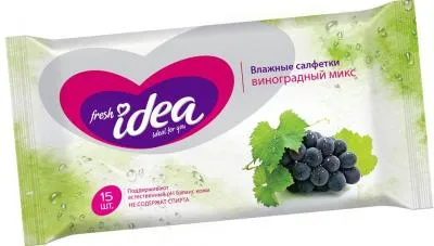 Салфетки влажные универсальные 15 шт ВИНОГРАДНЫЙ МИКС Fresh idea