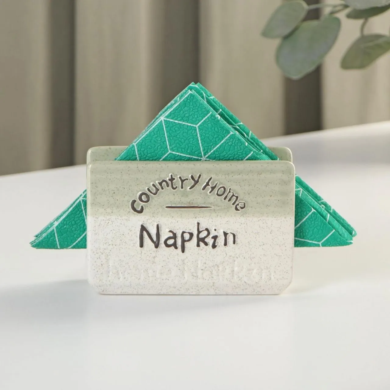 Салфетница "Домик в деревне" 11,7х4х8см, цвет зелено-белый   9685871