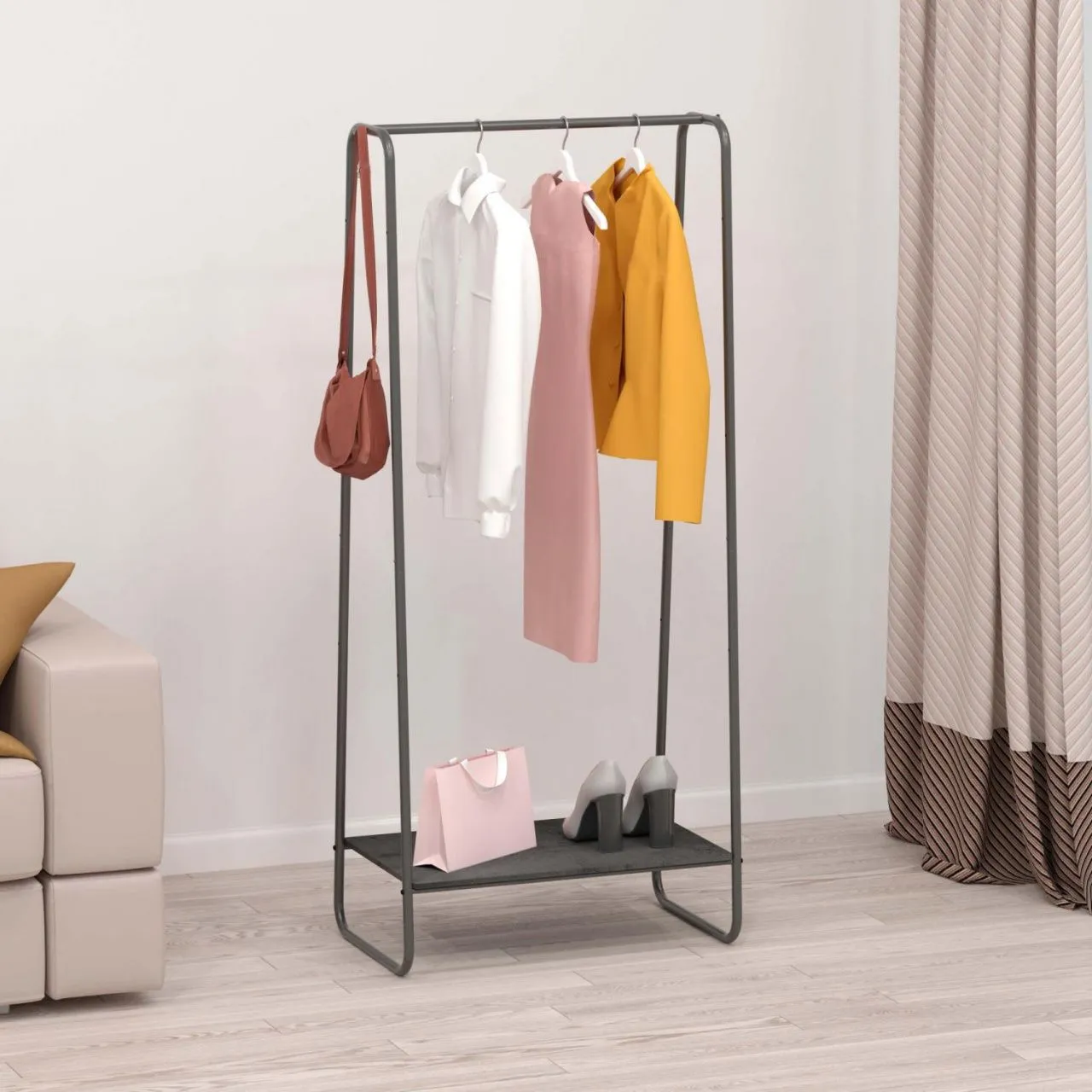 Вешалка гардеробная "Скандинавия 21" с полкой (SCANDINAVIA 21 clothes rack) (Графит)