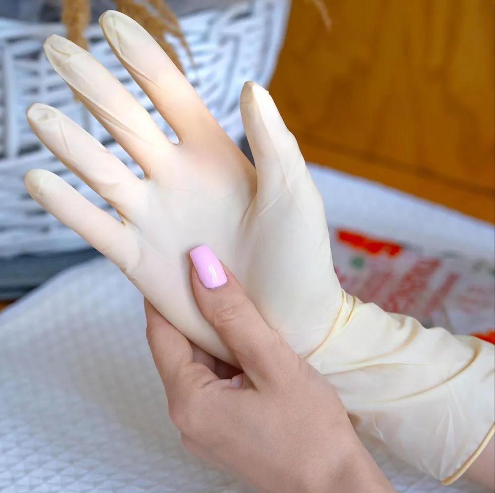 Перчатки латексные Голубушка "Хозяйственные" (12/240) (Цвет перчатки: Молочный, Размер: L)