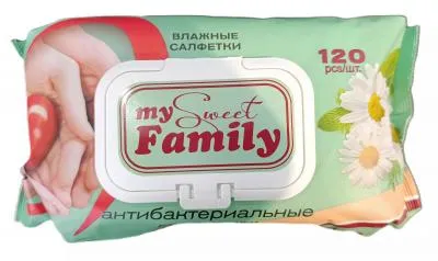 My sweet family Влажные салфетки №120 ЗЕЛЕНЫЕ а...