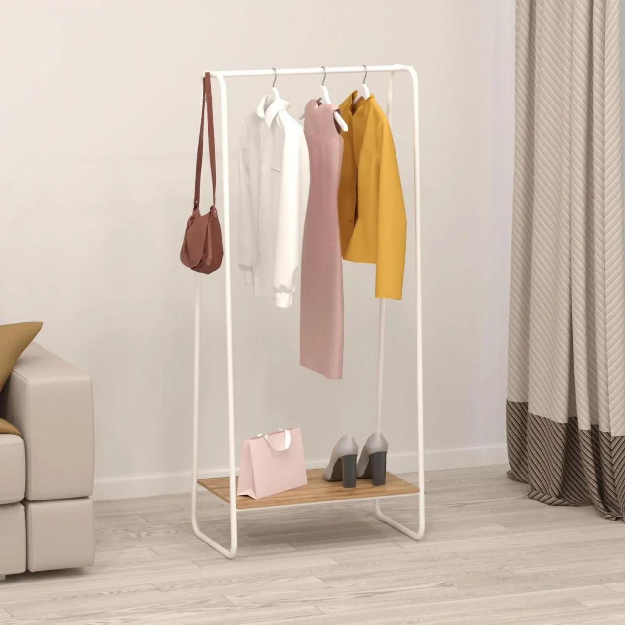 Вешалка гардеробная "Скандинавия 21" с полкой (SCANDINAVIA 21 clothes rack) (Белый)