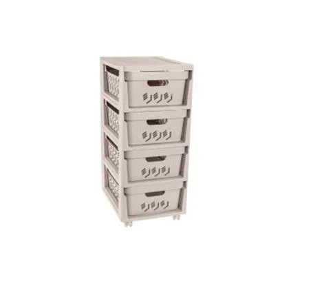 Комод на колесах deluxe, 4 ящика, 300х385х690 мм (светло-бежевый)