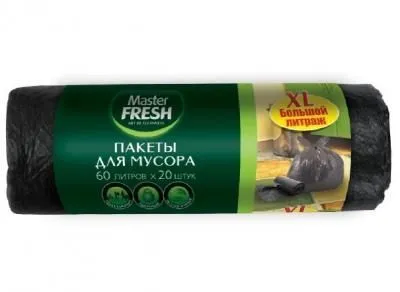 Пакеты для мусора 60 литров, 20 штук (ЧЕРНЫЕ) 7...