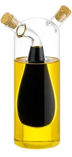 Бутылка для масла/уксуса/соевого соуса 2в1 "Crystal glass" 12*6,5*18,5 см, 340+80 мл с 2-мя пробками, боросиликатное стекло