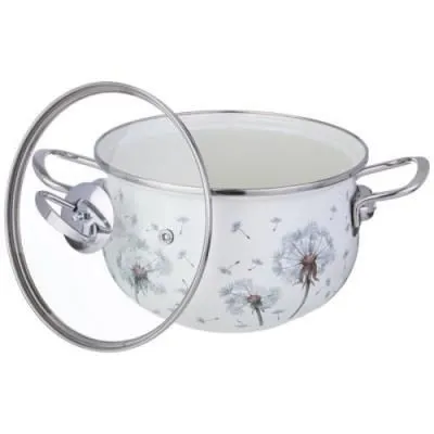 КАСТРЮЛЯ AGNESS ЭМАЛИРОВАННАЯ СО СТЕКЛЯННОЙ КРЫ...