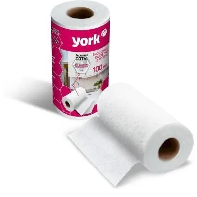 Салфетки Соты универсальные в рулоне YORK 100шт...