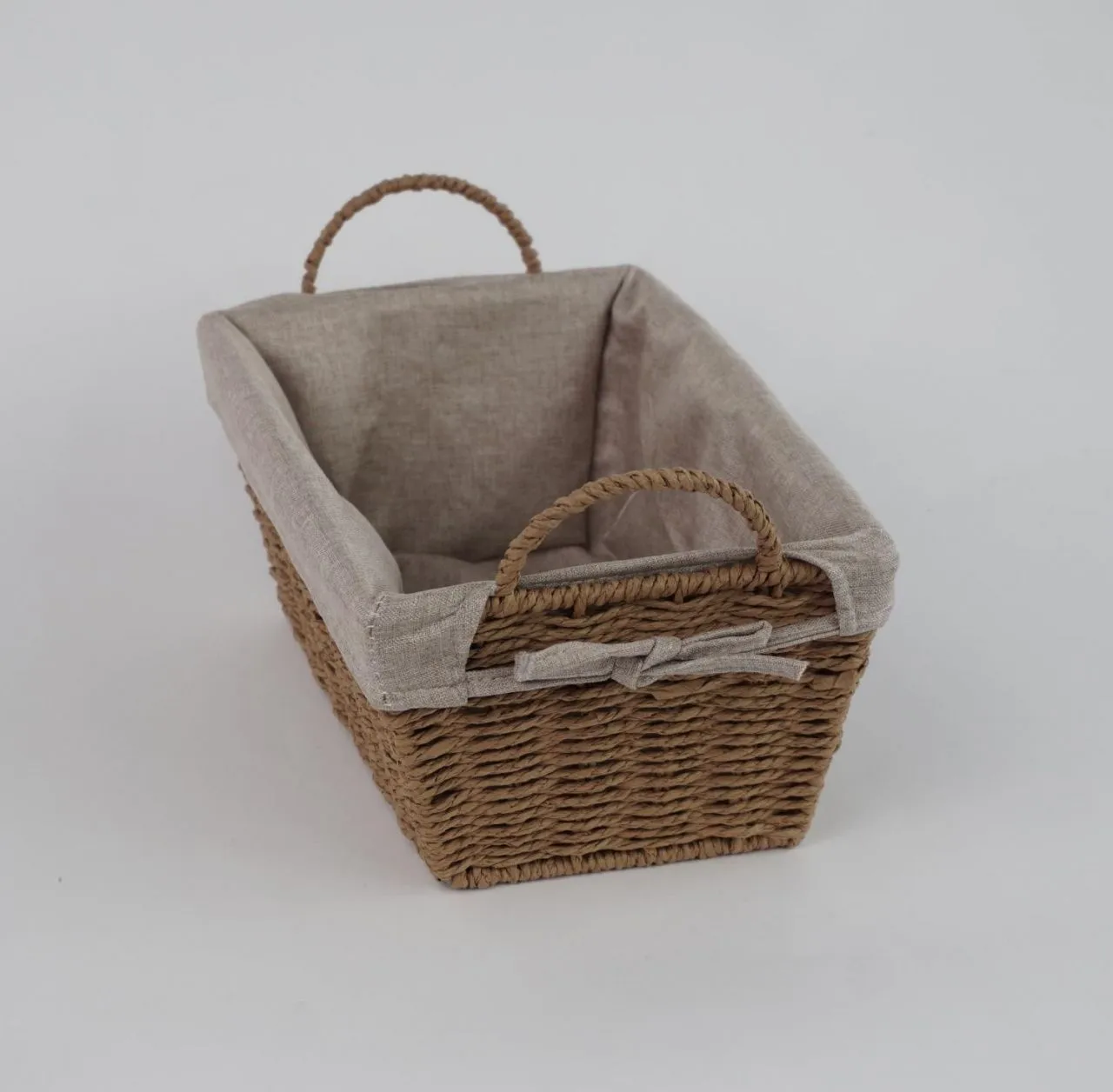 Корзина с ручками на метал каркасе плетеная, с тканевым вкладышем, 29*19*13 см TB-23Z027M-S