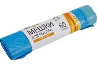 #Мешки для мусора 60л/10шт,15мкм,ПНД,завязки,че...