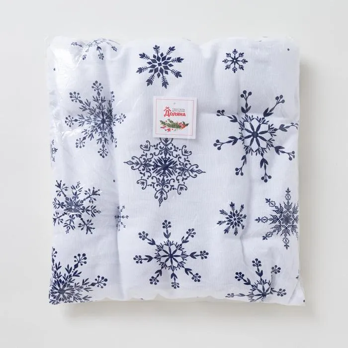 Сидушка на стул "Синие снежинки" 42х42х7 см, 100% хлопок, 164 г/м2 5135291