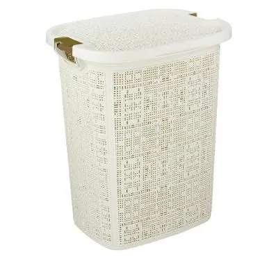 #Корзина для белья БЯЗЬ 30л белый ротанг...