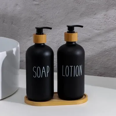 #Набор дозаторов для ванной на подносе из бамбу...