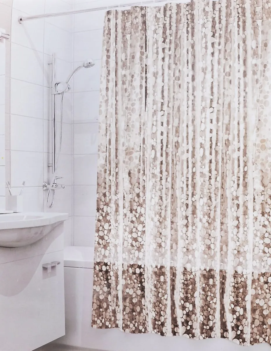 VAL 3D-BR Штора для ванной комнаты с кристал. эффектом, PEVA, 180*180 см, STONES