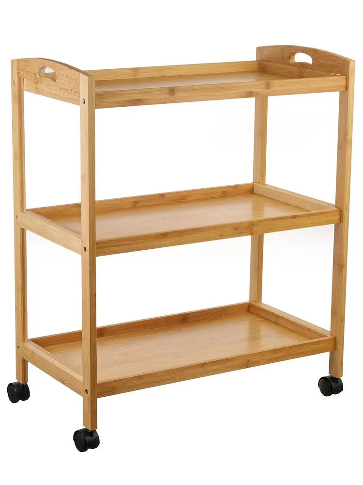 Этажерка 3-х секц кухонная на колесиках бамбук 60,5*73*33см