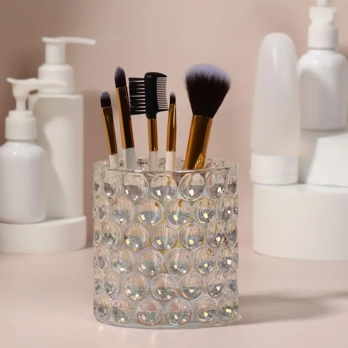 #Подставка стекло d9*9.5см Vivien прозрачн голограф к/кор накл QF   9716314